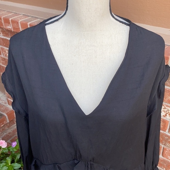 The Impeccable Pig Caramela Black Ruffle Blouse - Picture 2 of 8